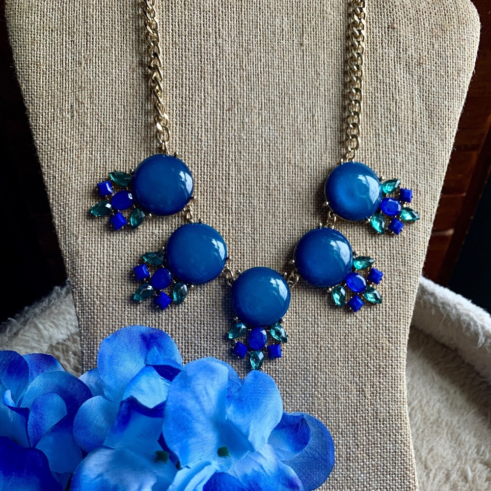 Amazing Deep Teal, Emerald Green & Cobalt Blue Necklace - NWOT